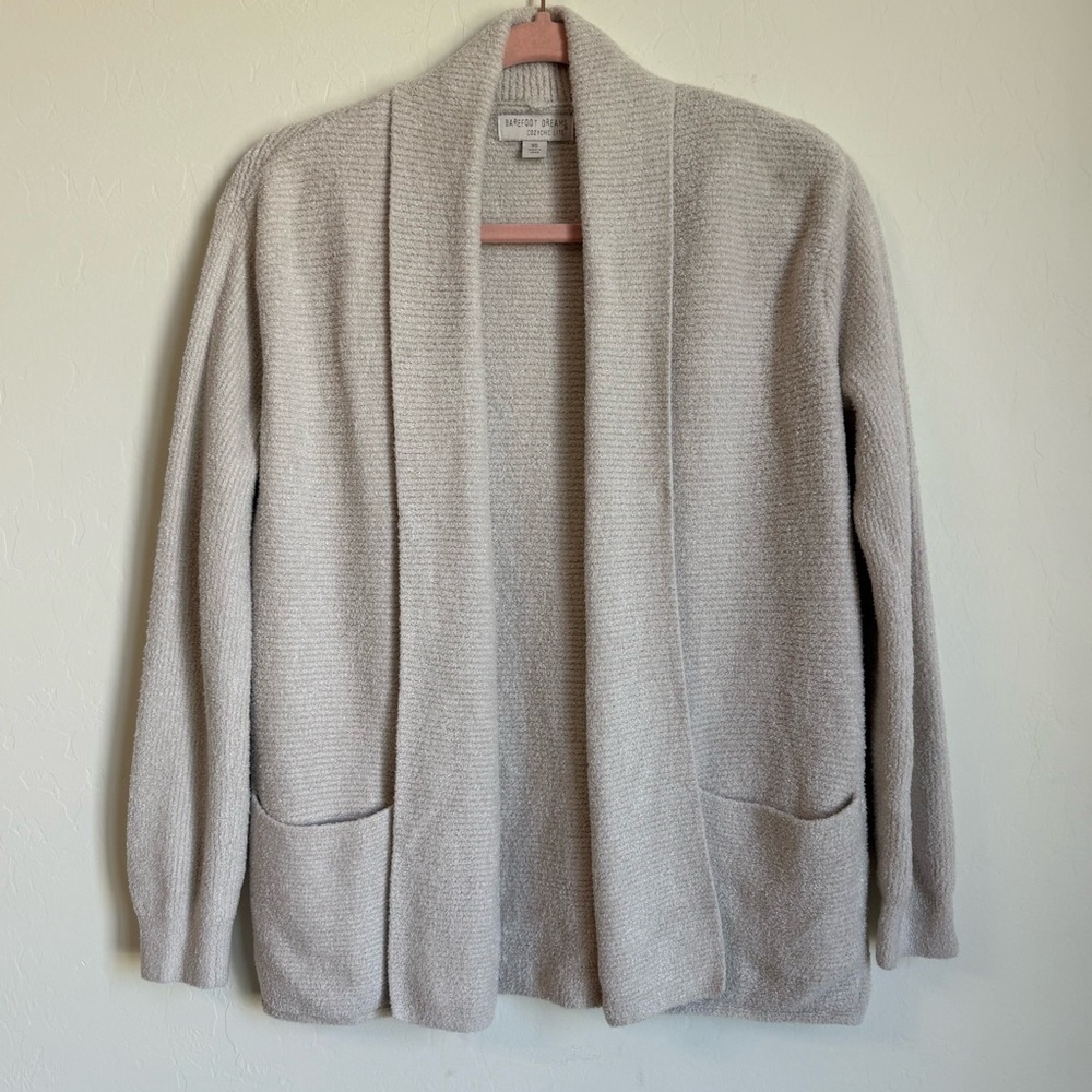 Barefoot Dreams XS Gray CozyChic Lite Chenille Ribbed Shawl Cardigan Lounge Soft